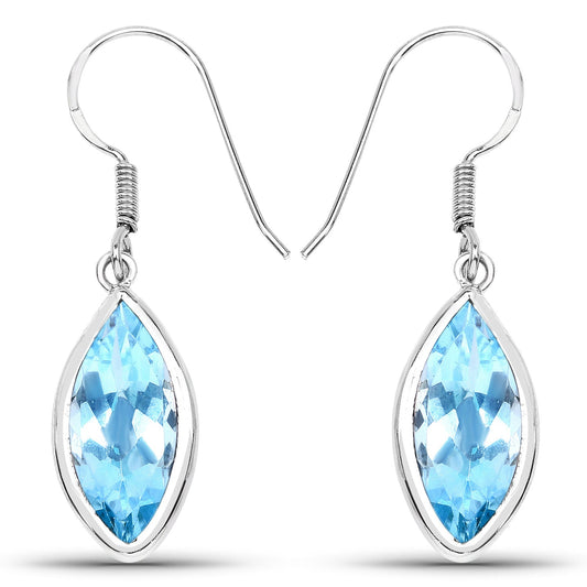 9.76 Carat Genuine Blue Topaz .925 Sterling Silver Earrings