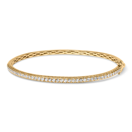 14K Rose Gold 1.00 Cttw Half Eternity Diamond Bangle Bracelet (G-H Color, SI2-I1 Clarity) - 7" Inches