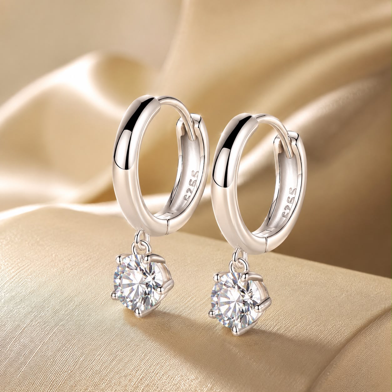 S925 Sterling Silver 0.50 Carat Moissanite Earrings for Women