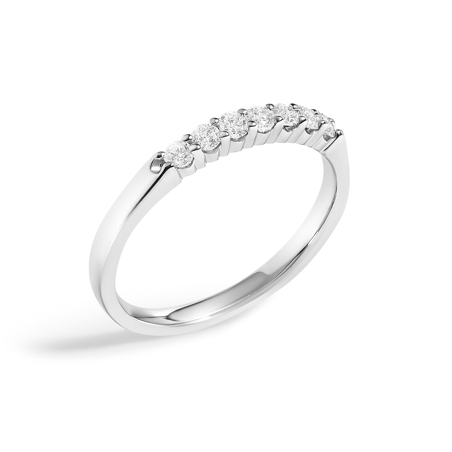 14K White Gold 1/4 Cttw Diamond 7 Stone Band Ring