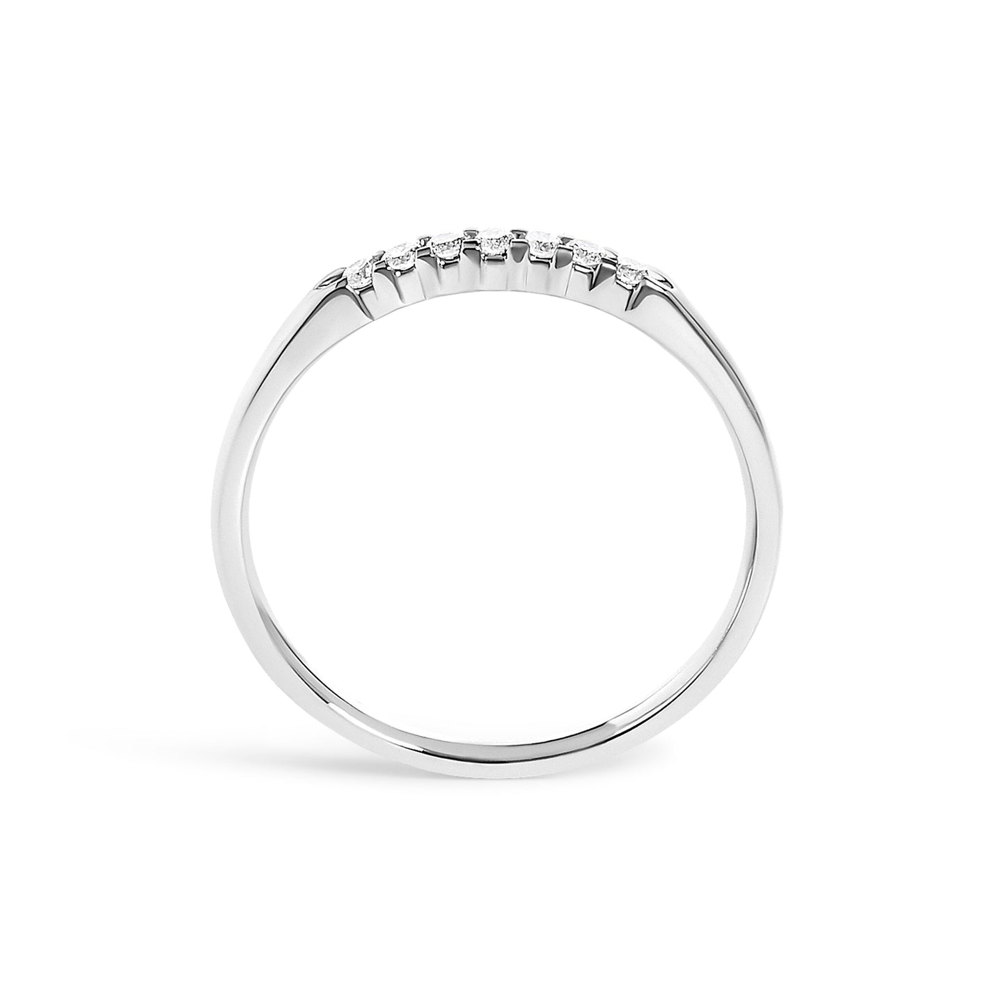 14K White Gold 1/10 Cttw Diamond 7 Stone Band Ring