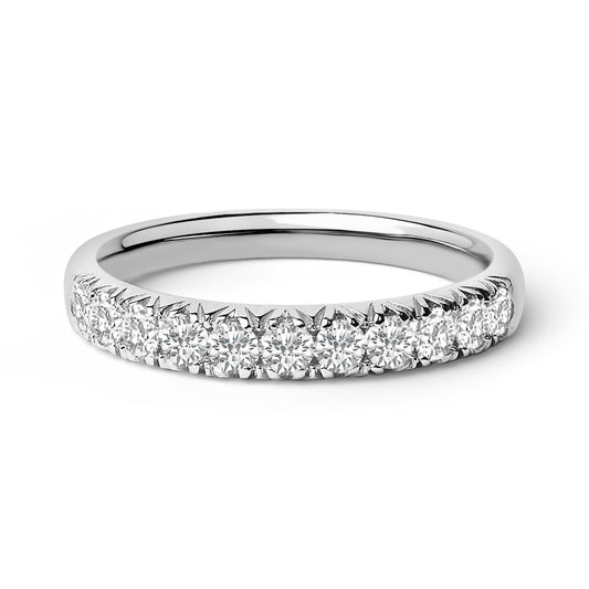 14K White Gold 1/2 Cttw Round Diamond 11 Stone Classic Band