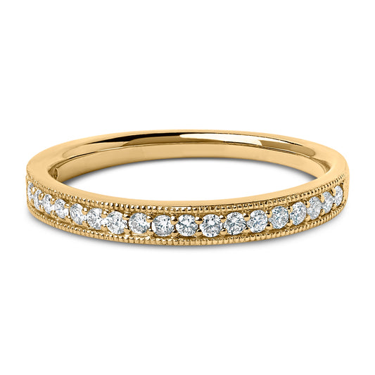 14K Yellow Gold 1/4 Cttw Round Diamond Milgrain Wedding Band (I-J Color, SI2-I1 Clarity) - Size 6.5