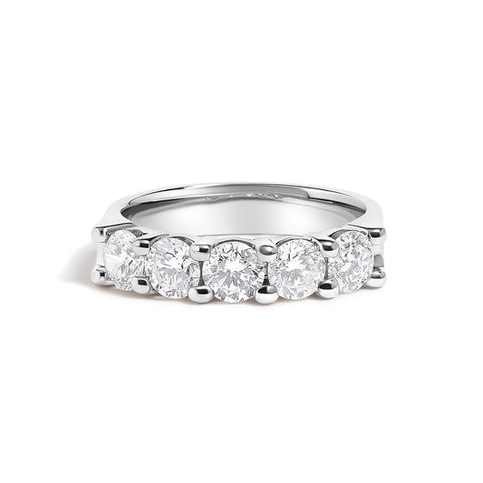 14K White Gold 1 1/2 Cttw Diamond 5 Stone Band Ring