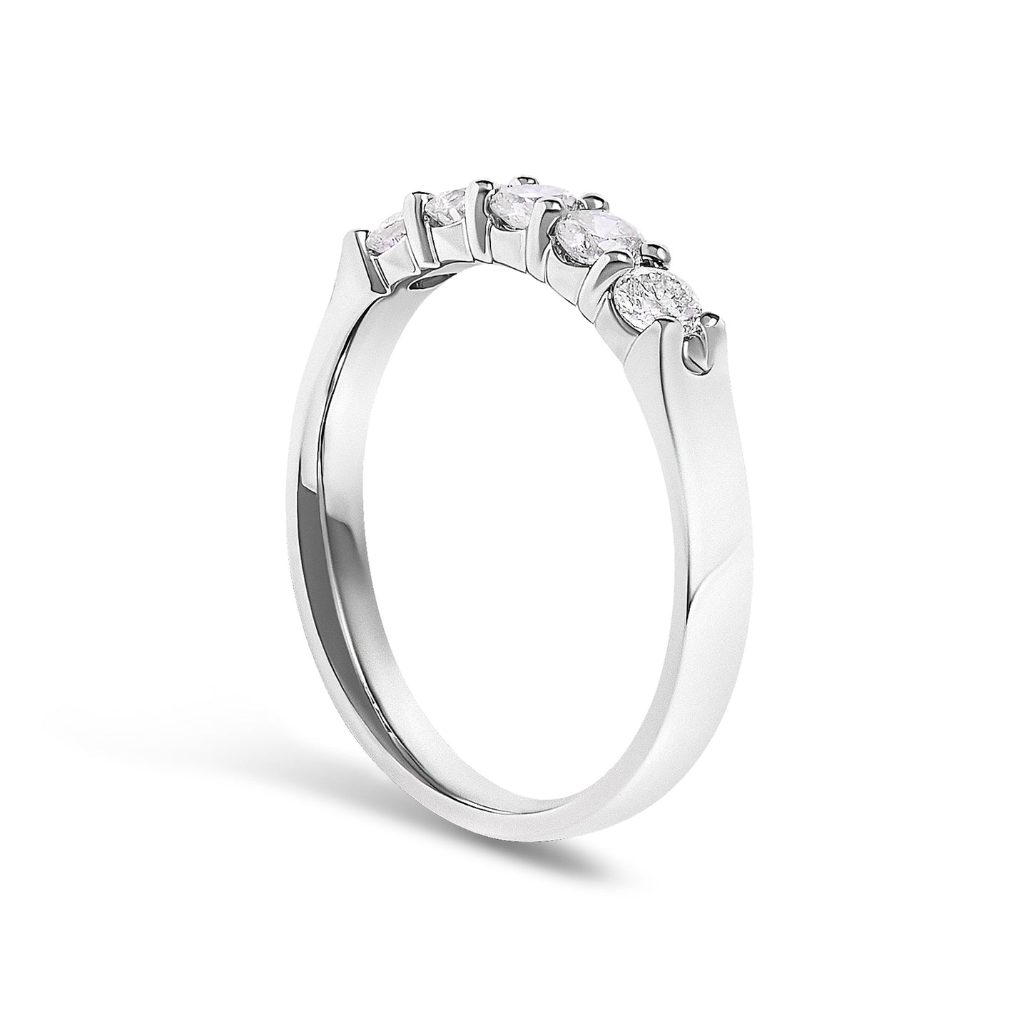 14K White Gold 1/2 Cttw Diamond 5 Stone Band Ring