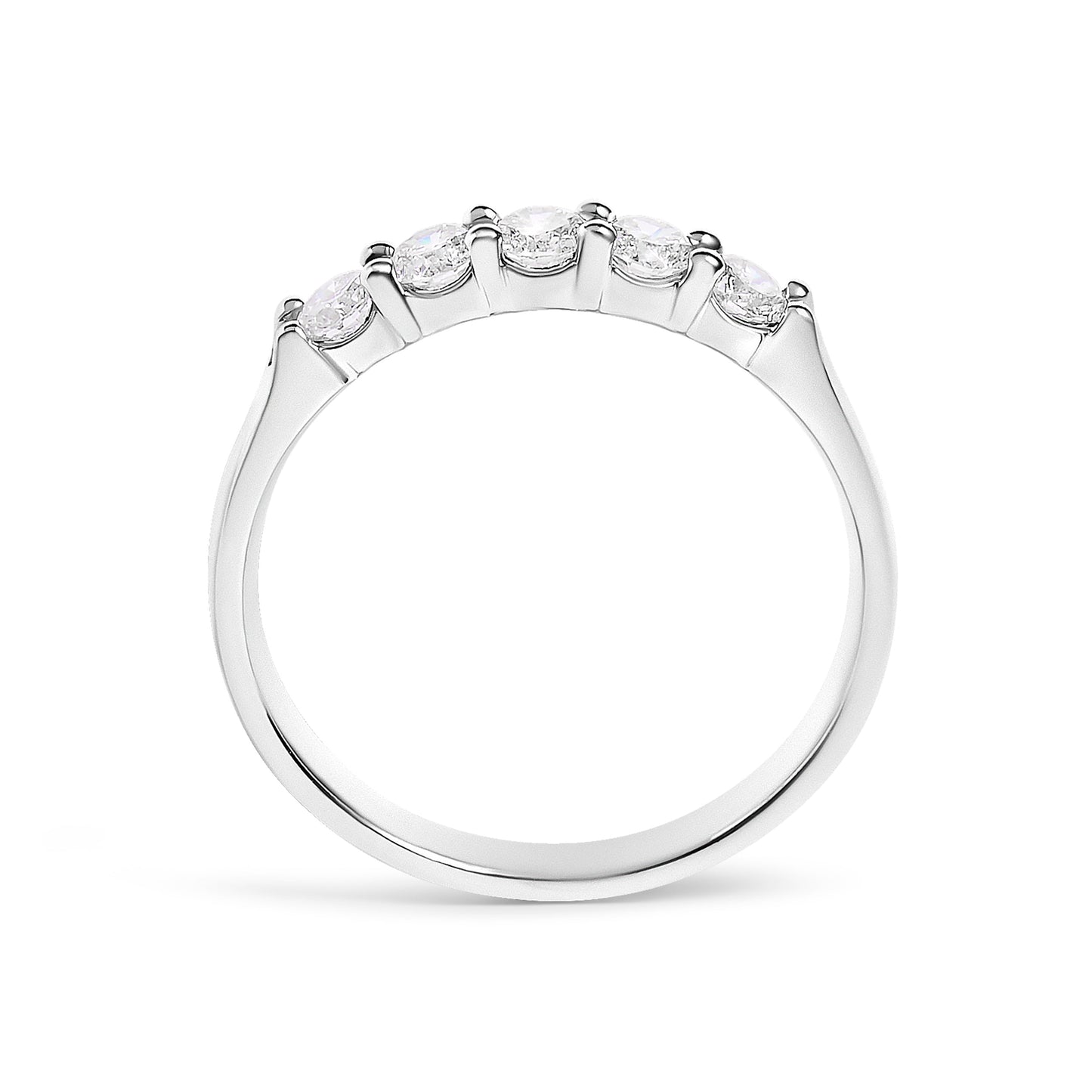 14K White Gold 1/2 Cttw Diamond 5 Stone Band Ring