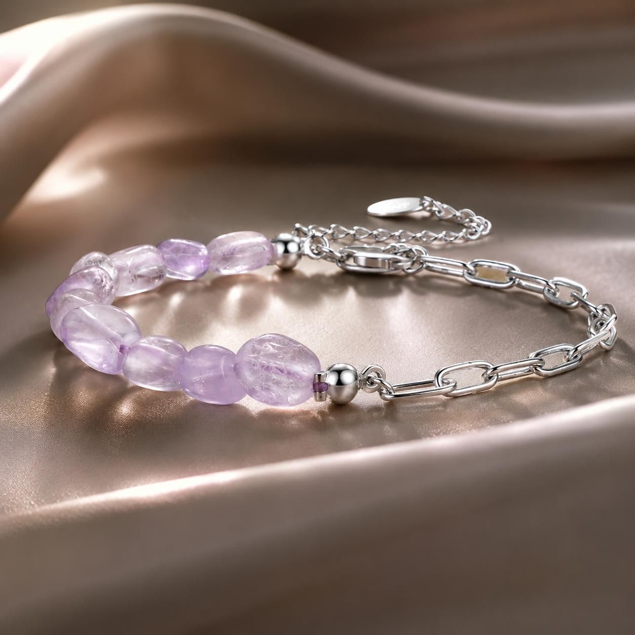 925 Sterling Silver & White Gold Plated Crystal Bracelet 16+5cm for Women