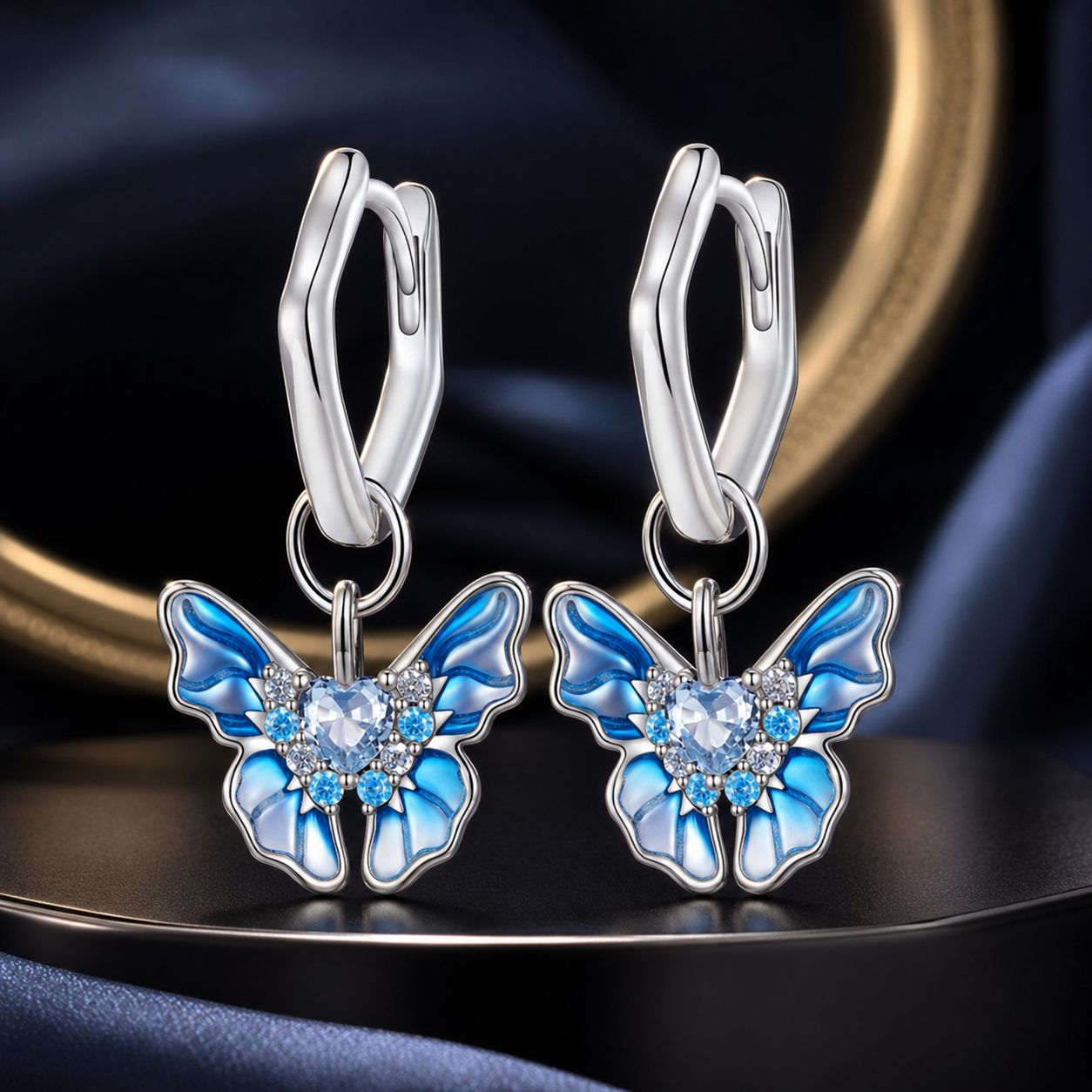 925 Sterling Silver Enamel Pavé Setting CZ Earrings for Women