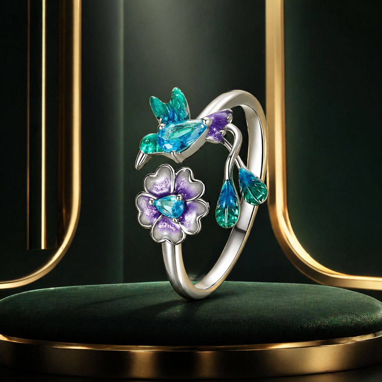 925 Sterling Silver Enamel 1.8mm Pavé Setting CZ Ring for Women