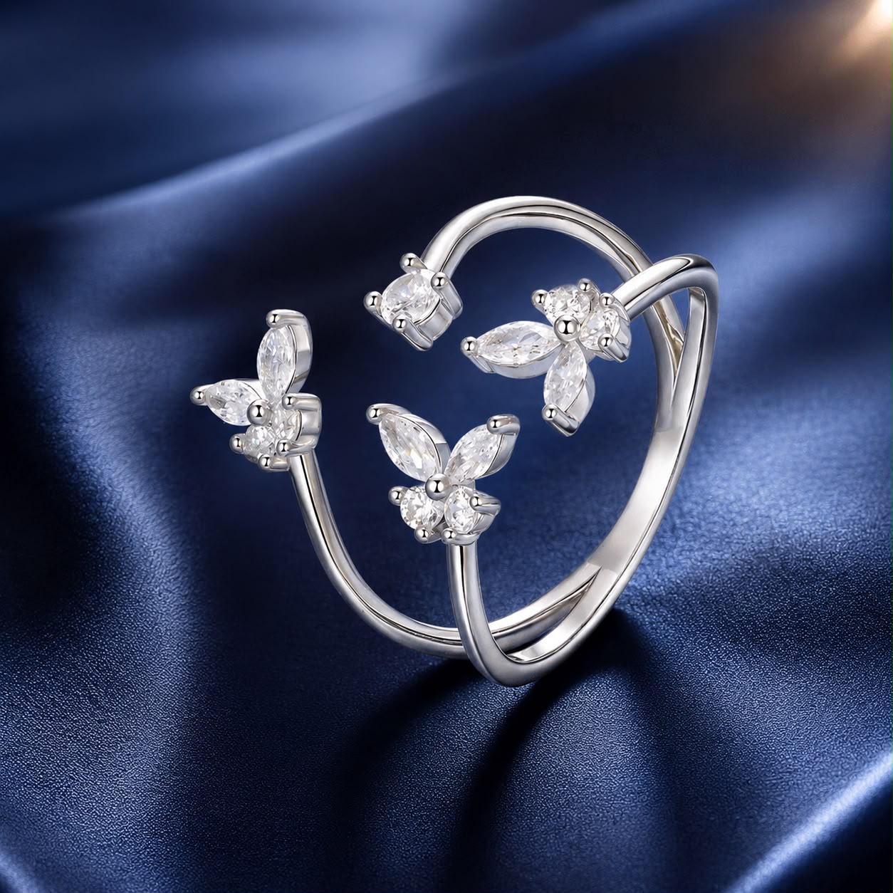 925 Sterling Silver Pavé Setting CZ White Gold Plated Ring 0.18cm for Women