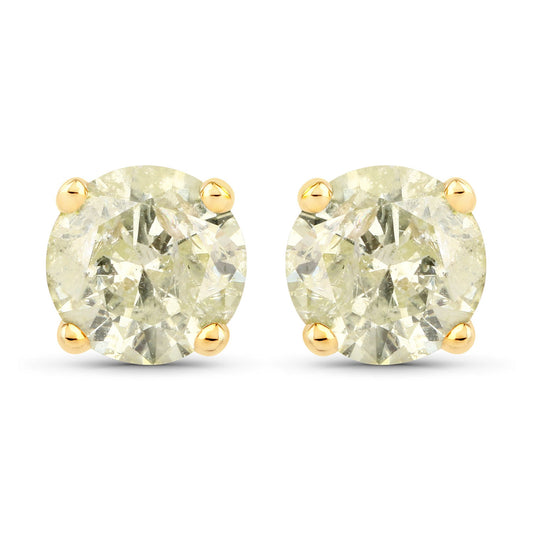 1.12 Carat Genuine LB Diamond 14K Yellow Gold Earrings
