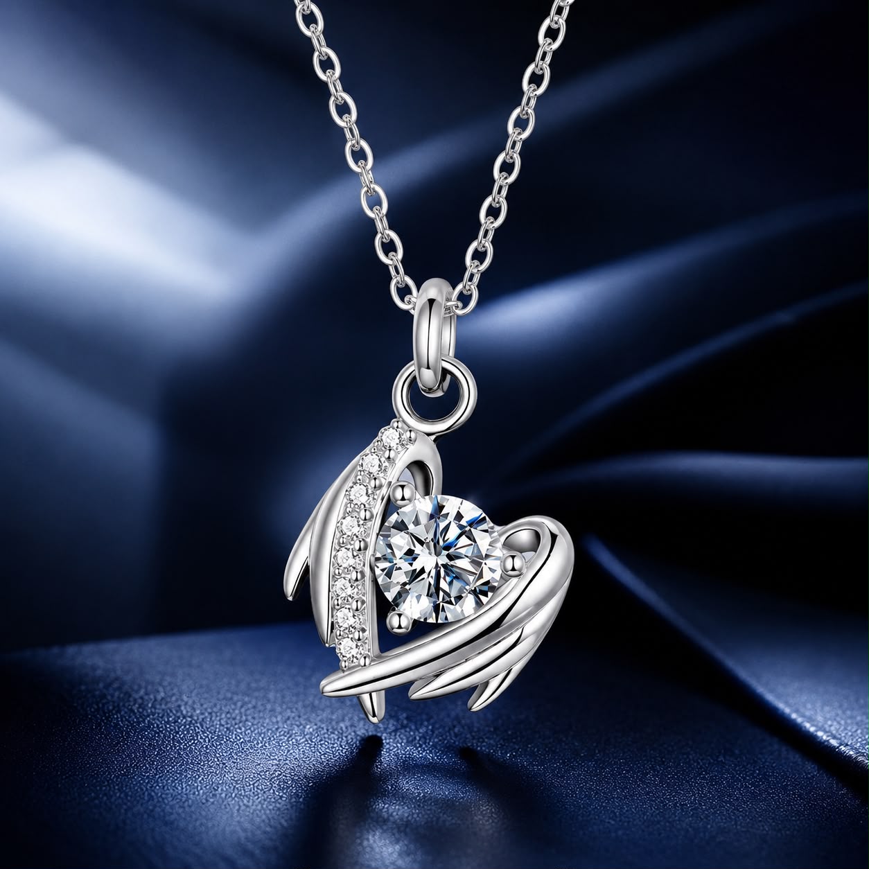 925 Sterling Silver Moissanite White Gold Plated Necklace for Women, Length 40+5cm