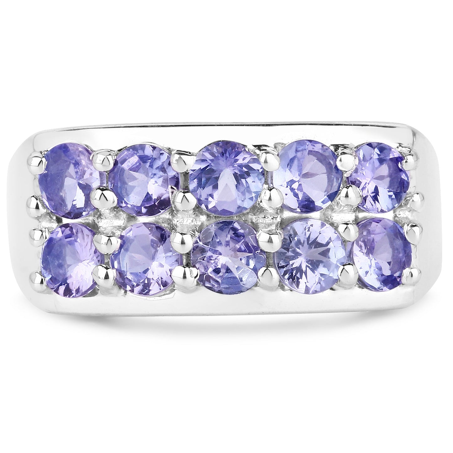1.90 Carat Genuine Tanzanite .925 Sterling Silver Ring