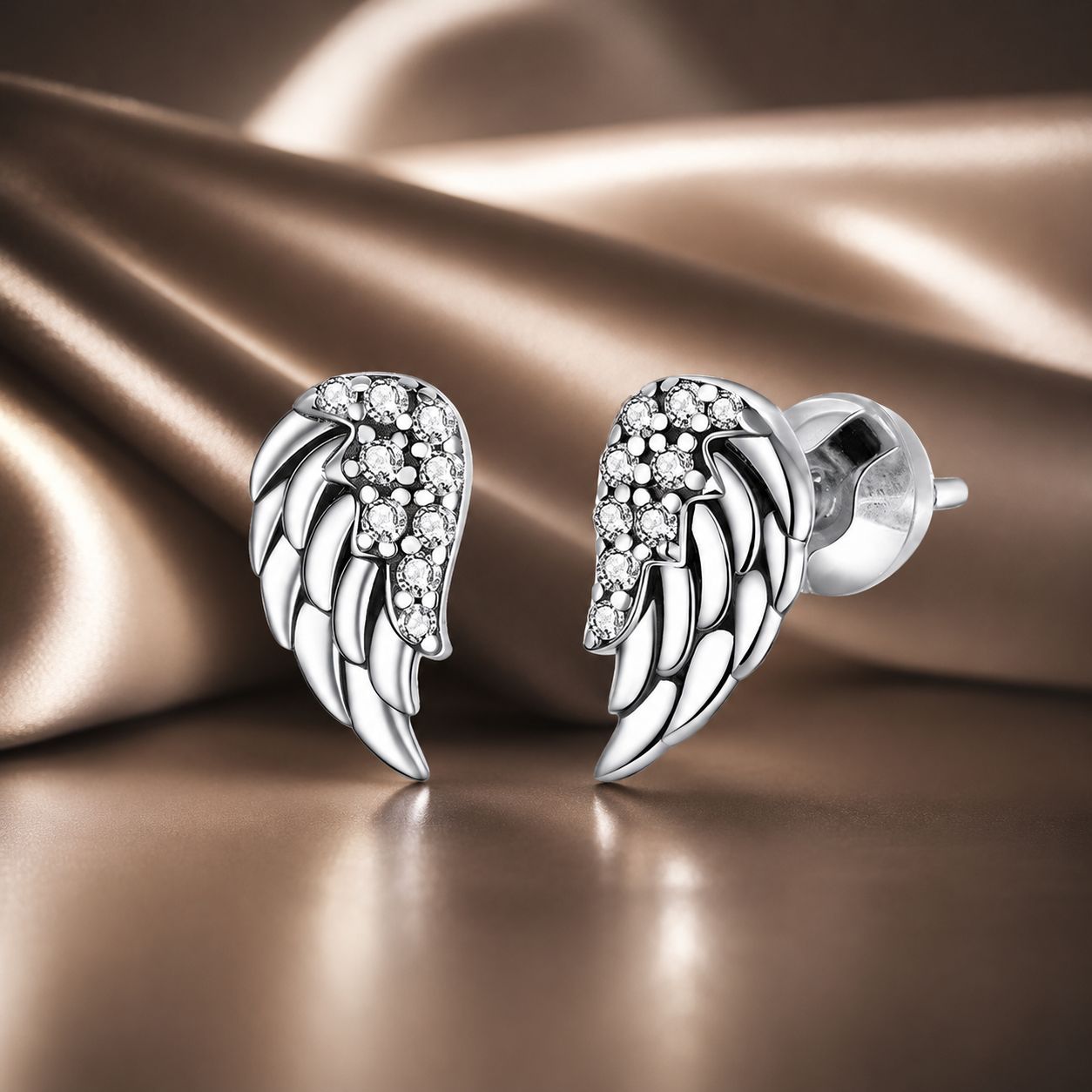925 Sterling Silver Earrings with Pavé Setting CZ - 1.1x0.6cm