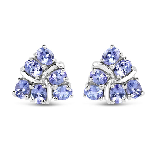 2.04 Carat Genuine Tanzanite .925 Sterling Silver Earrings
