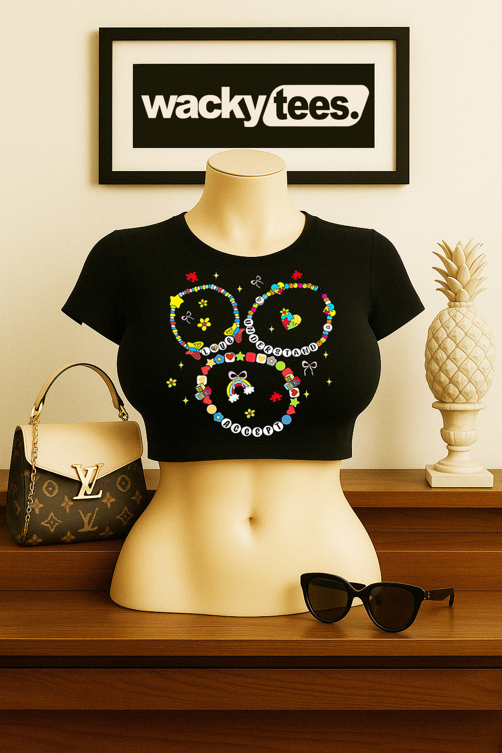 Friendship Bracelets Love Understand and Accept Autism Awareness Graphic Tee Shirt