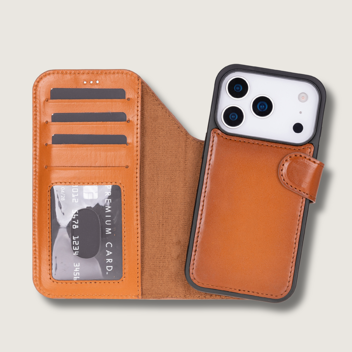Leather iPhone 18 Pro Max Wallet Case – Rustic Brown - Austin
