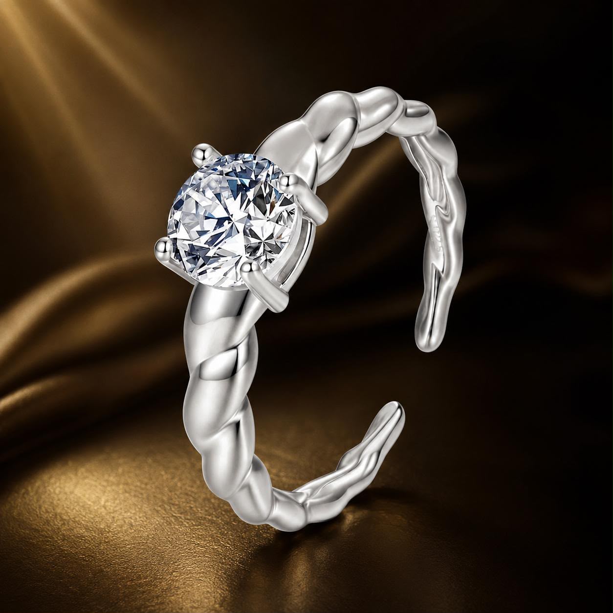 925 Sterling Silver Moissanite 0.65 Carat Ring for Women Size E