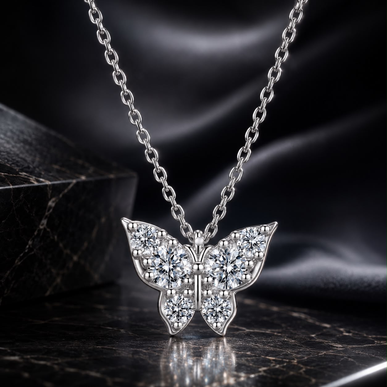 925 Sterling Silver Plated White Gold Moissanite Necklace 40+5cm for Women