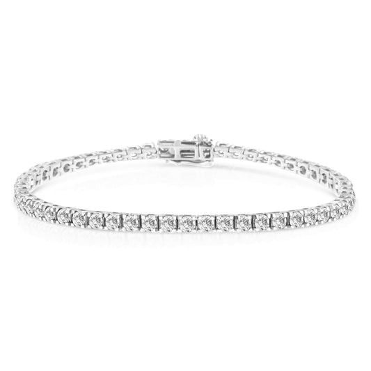 14K White Gold 5.00 Cttw Prong Set Lab Grown Round Diamond Classic Tennis Bracelet (F-G Color, VS2-SI1 Clarity) - 7.25"