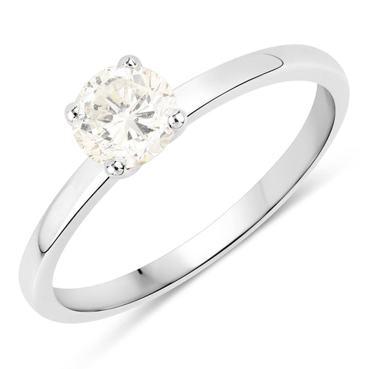 0.61 Carat Genuine White Diamond 14K White Gold Ring