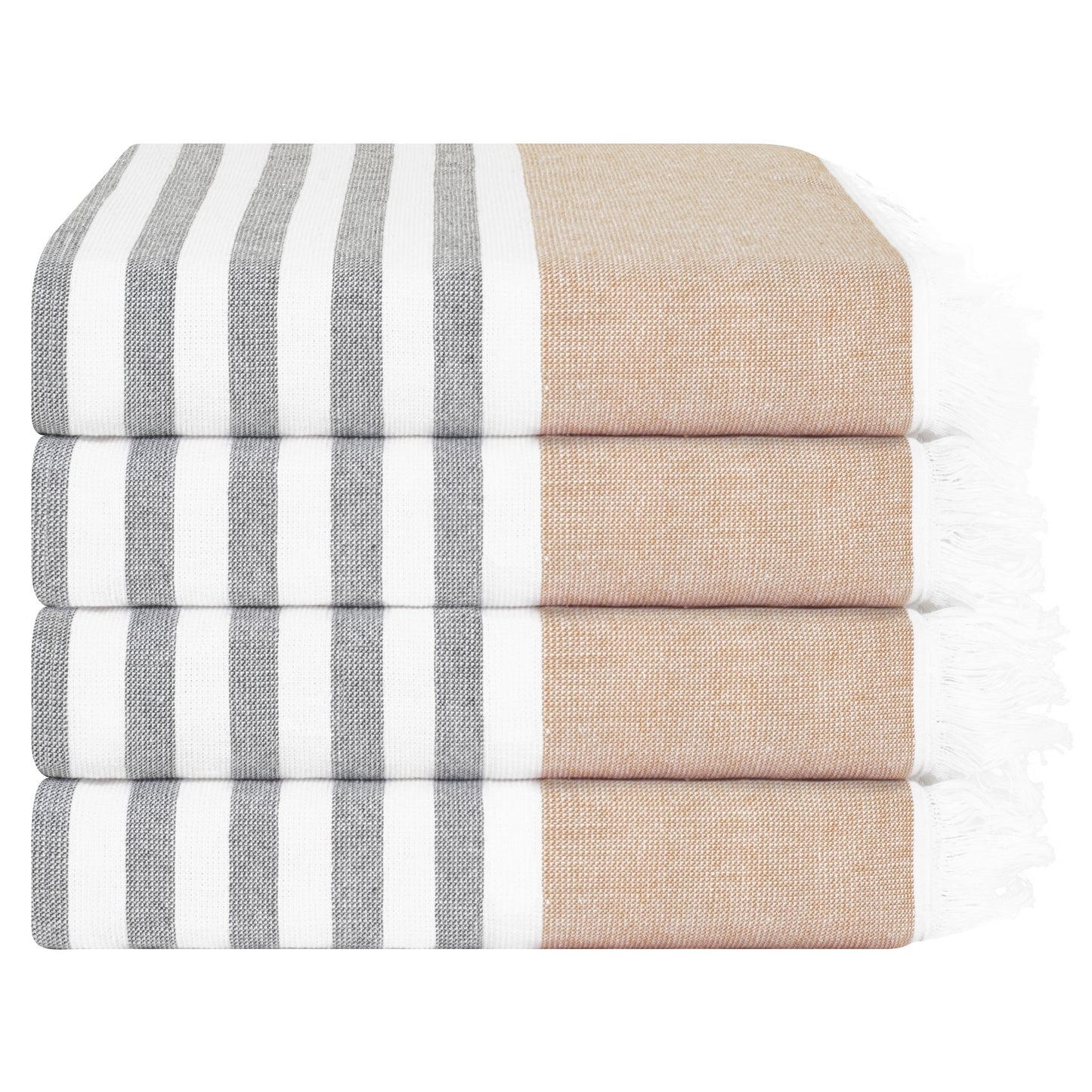 4 Packed Terry Peshtemal and Premium Beach Towel, Mediterranean Cotton Turkish Peshtemals, 35" x 60",  Modern & Traditional Turkish Bath Towels