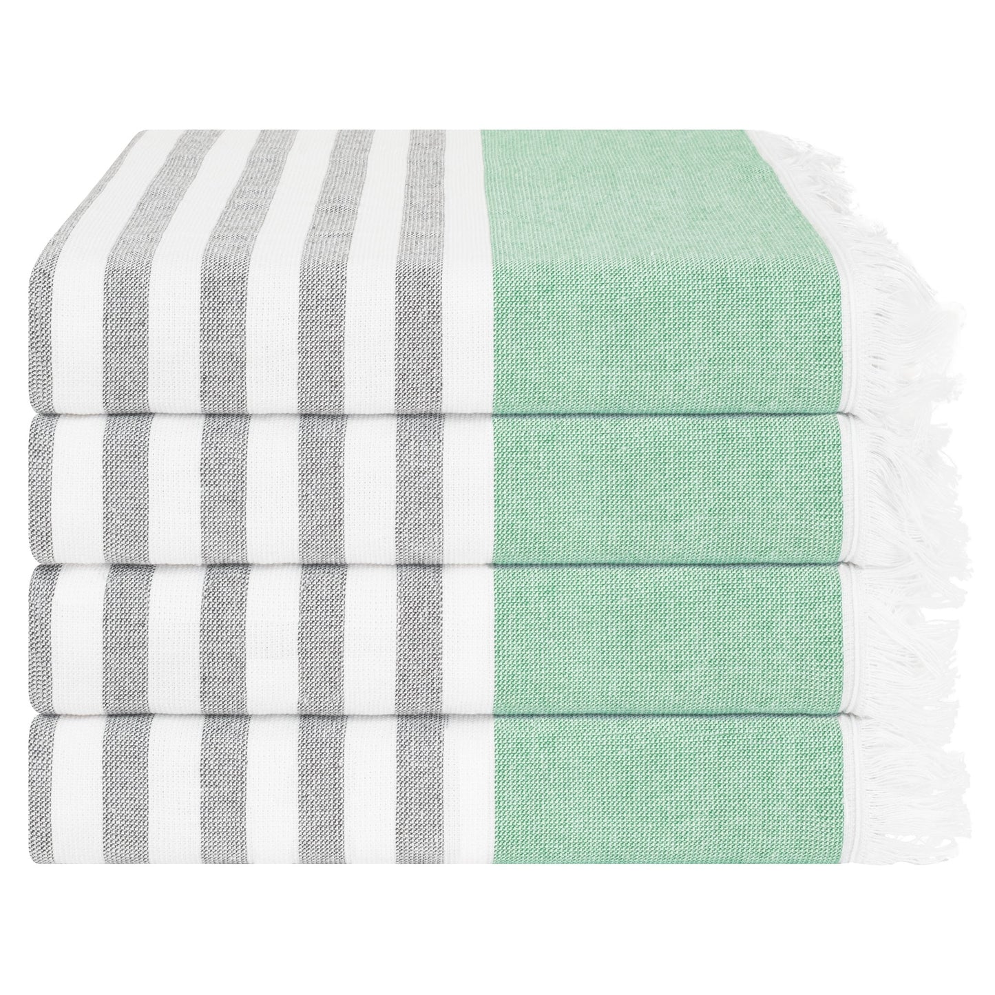 4 Packed Terry Peshtemal and Premium Beach Towel, Mediterranean Cotton Turkish Peshtemals, 35" x 60",  Modern & Traditional Turkish Bath Towels