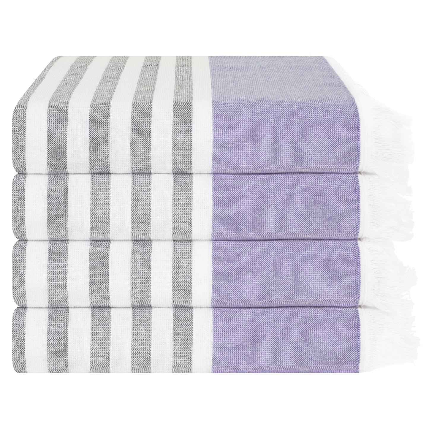 4 Packed Terry Peshtemal and Premium Beach Towel, Mediterranean Cotton Turkish Peshtemals, 35" x 60",  Modern & Traditional Turkish Bath Towels
