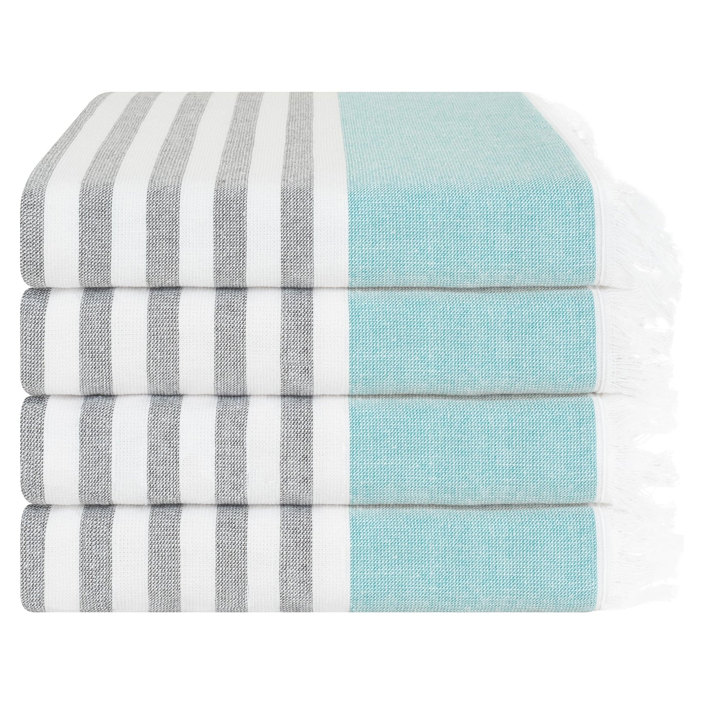 4 Packed Terry Peshtemal and Premium Beach Towel, Mediterranean Cotton Turkish Peshtemals, 35" x 60",  Modern & Traditional Turkish Bath Towels
