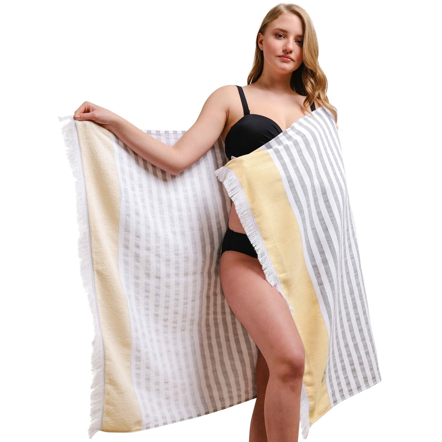 4 Packed Terry Peshtemal and Premium Beach Towel, Mediterranean Cotton Turkish Peshtemals, 35" x 60",  Modern & Traditional Turkish Bath Towels