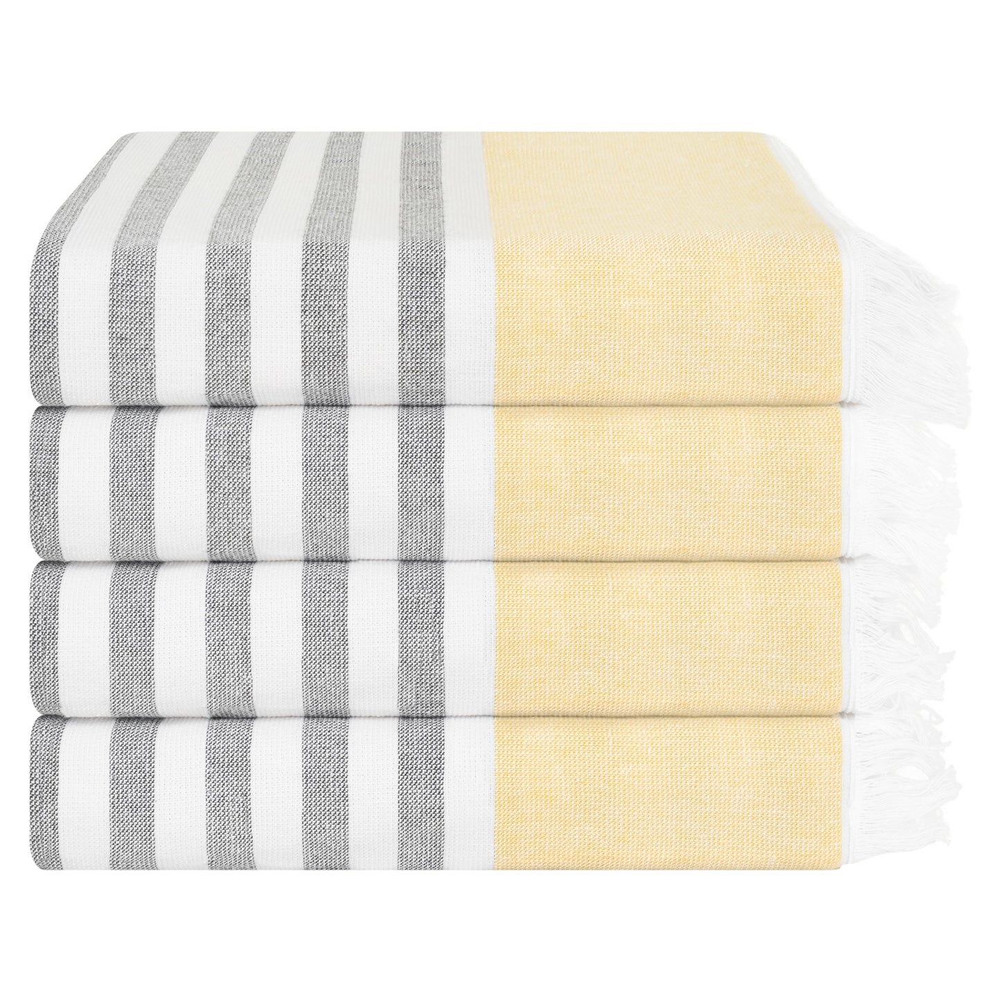 4 Packed Terry Peshtemal and Premium Beach Towel, Mediterranean Cotton Turkish Peshtemals, 35" x 60",  Modern & Traditional Turkish Bath Towels