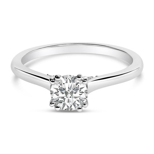14K White Gold 7/8 Cttw Lab Grown Diamond Solitaire Cathedral Style Engagement Ring (F-G Color, VS1-VS2 Clarity) - Size 5