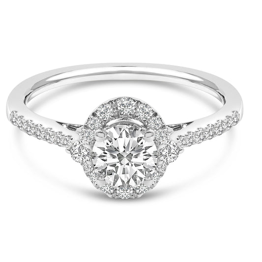 14K White Gold 1.00 Cttw Lab-Grown Diamond Oval Shaped Halo Engagement Ring (F-G Color, VS1-VS2 Clarity) - Ring Size 7