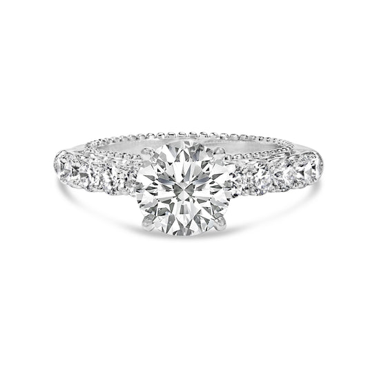 14K White Gold 3 1/5 Cttw Lab Grown Diamond Vintage Style Engagement Ring - Size 7
