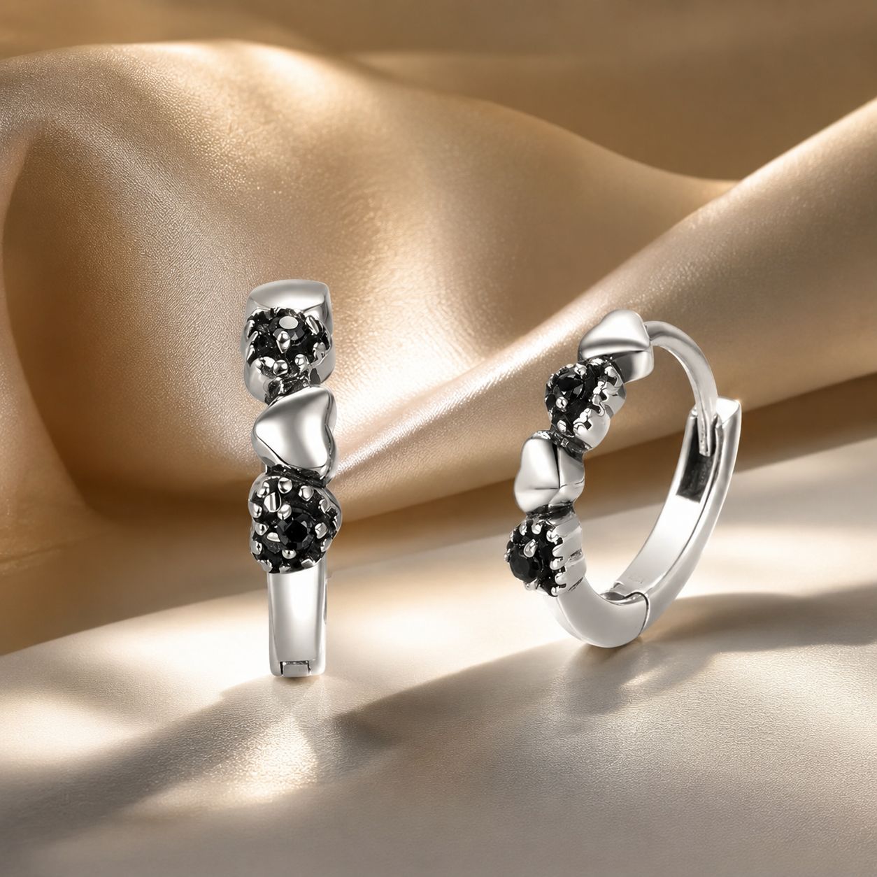 925 Sterling Silver Earrings with Pavé Setting CZ, 1.1*0.3cm