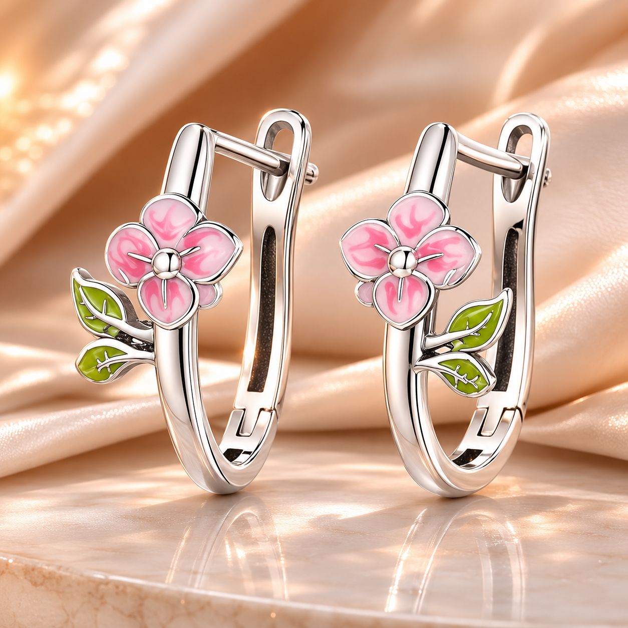 925 Sterling Silver Enamel Oxidized Silver Earrings for Women - 1.5x0.7cm