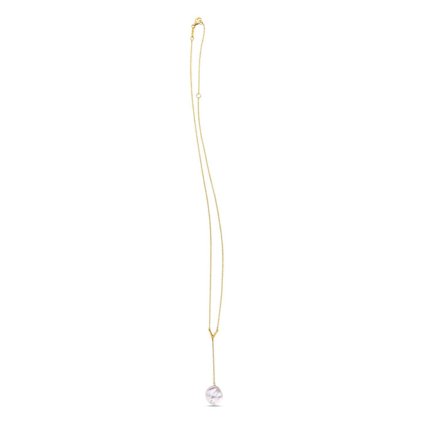 14k Yellow Gold Tesoro Pearl Lariat Necklace