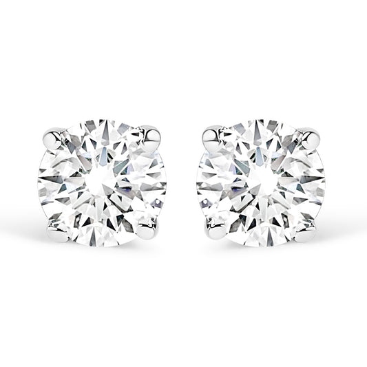 .925 Sterling Silver 1/5 Cttw Round Lab Grown Diamond Classic 4-Prong Solitaire Stud Earrings (F-G Color, VS1-VS2 Clarity)