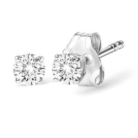 14K White Gold 1/2 Cttw Round Lab Grown Diamond Solitaire Stud Earrings