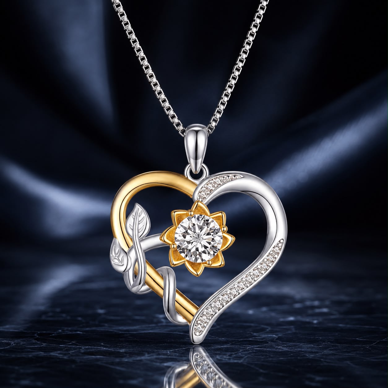 925 Sterling Silver Plated Gold Moissanite Necklace with Pavé Setting for Women