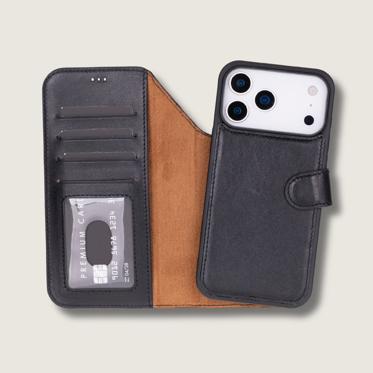 Leather iPhone 18 Pro Max Wallet Case – Black - Austin