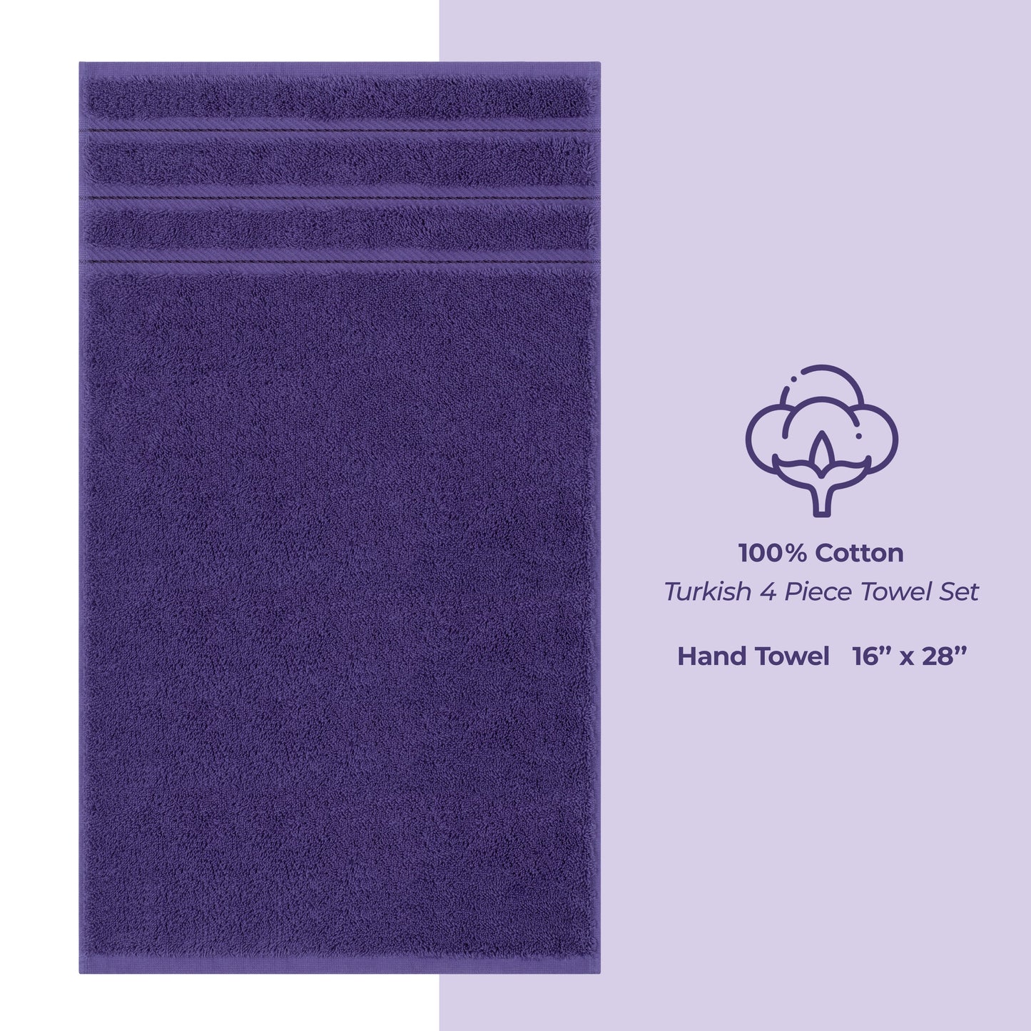 American Soft Linen 100%  Cotton Turkish Towels, 4 Pack Hand Towel Set, Super Soft, Absorbent, Quick Dry Premium Towels
