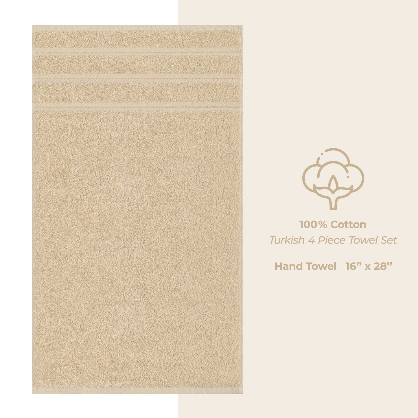 American Soft Linen 100%  Cotton Turkish Towels, 4 Pack Hand Towel Set, Super Soft, Absorbent, Quick Dry Premium Towels