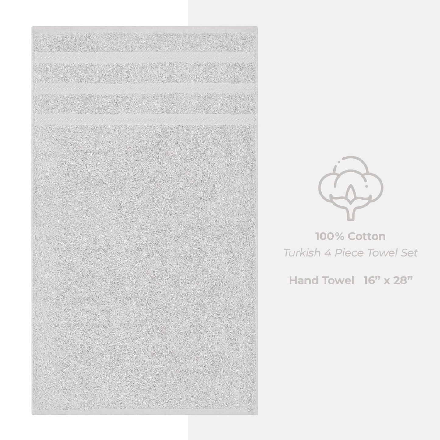 American Soft Linen 100%  Cotton Turkish Towels, 4 Pack Hand Towel Set, Super Soft, Absorbent, Quick Dry Premium Towels