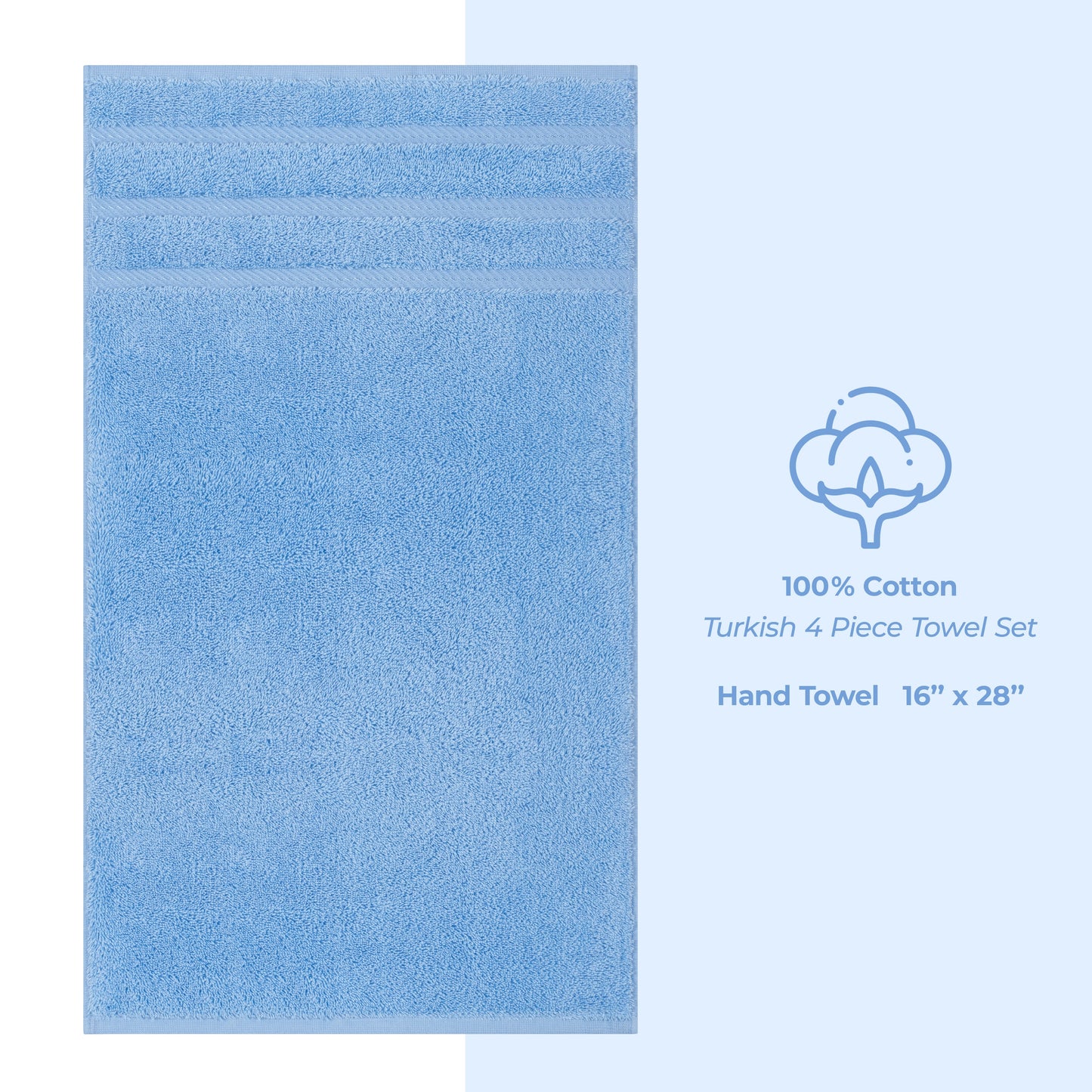 American Soft Linen 100%  Cotton Turkish Towels, 4 Pack Hand Towel Set, Super Soft, Absorbent, Quick Dry Premium Towels