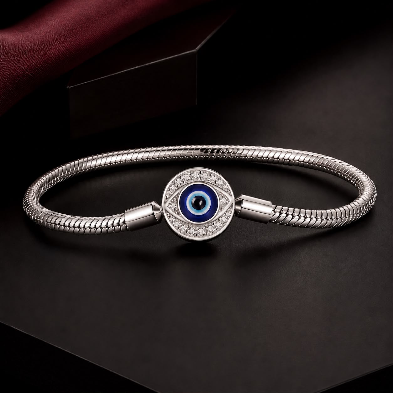 925 Sterling Silver Bracelet with CZ & Resin, Size 17.0