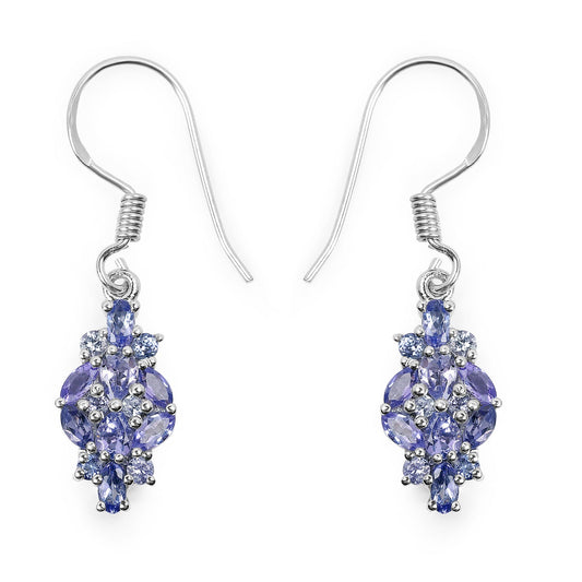 2.04 Carat Genuine Tanzanite .925 Sterling Silver Earrings