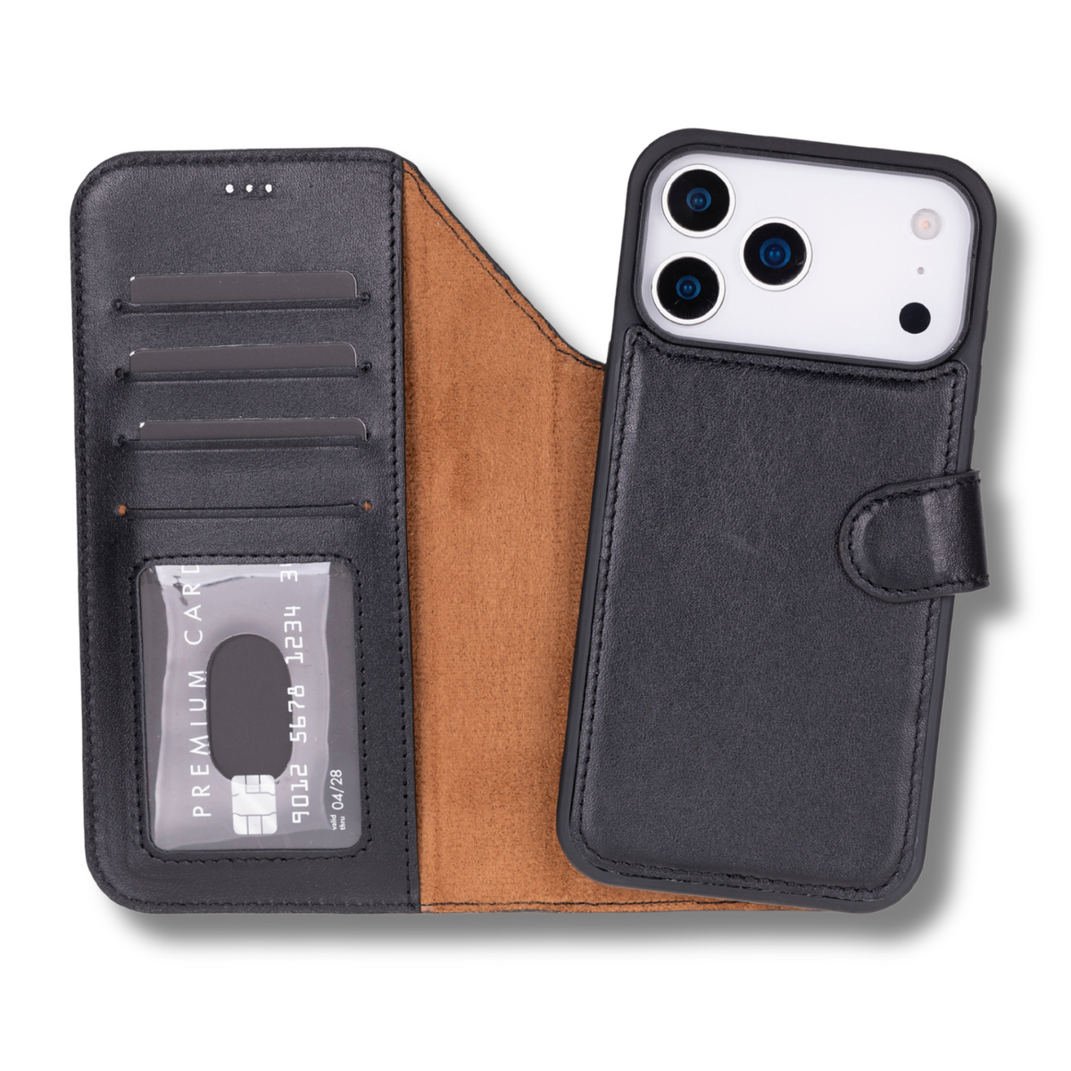 Leather iPhone 18 Pro Max Wallet Case – Black - Austin