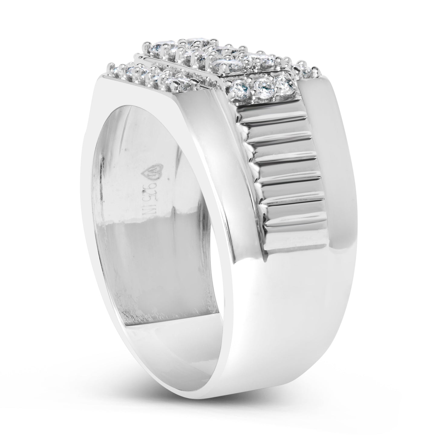 Men's .925 Sterling Silver 1.00 Cttw Diamond Multi Row Band Ring -Size 10