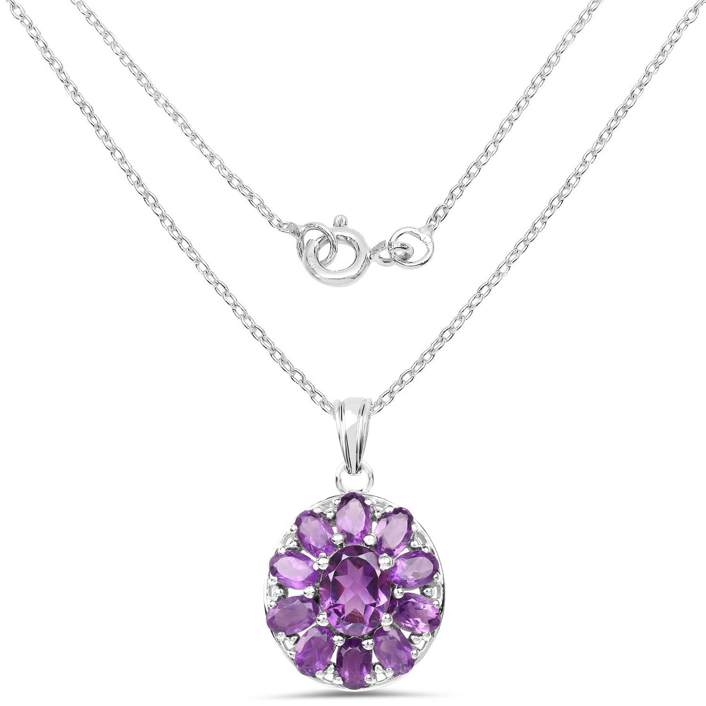 6.50 Carat Genuine Amethyst .925 Sterling Silver Pendant